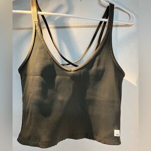 Vuori Olive Rib Crop Tank